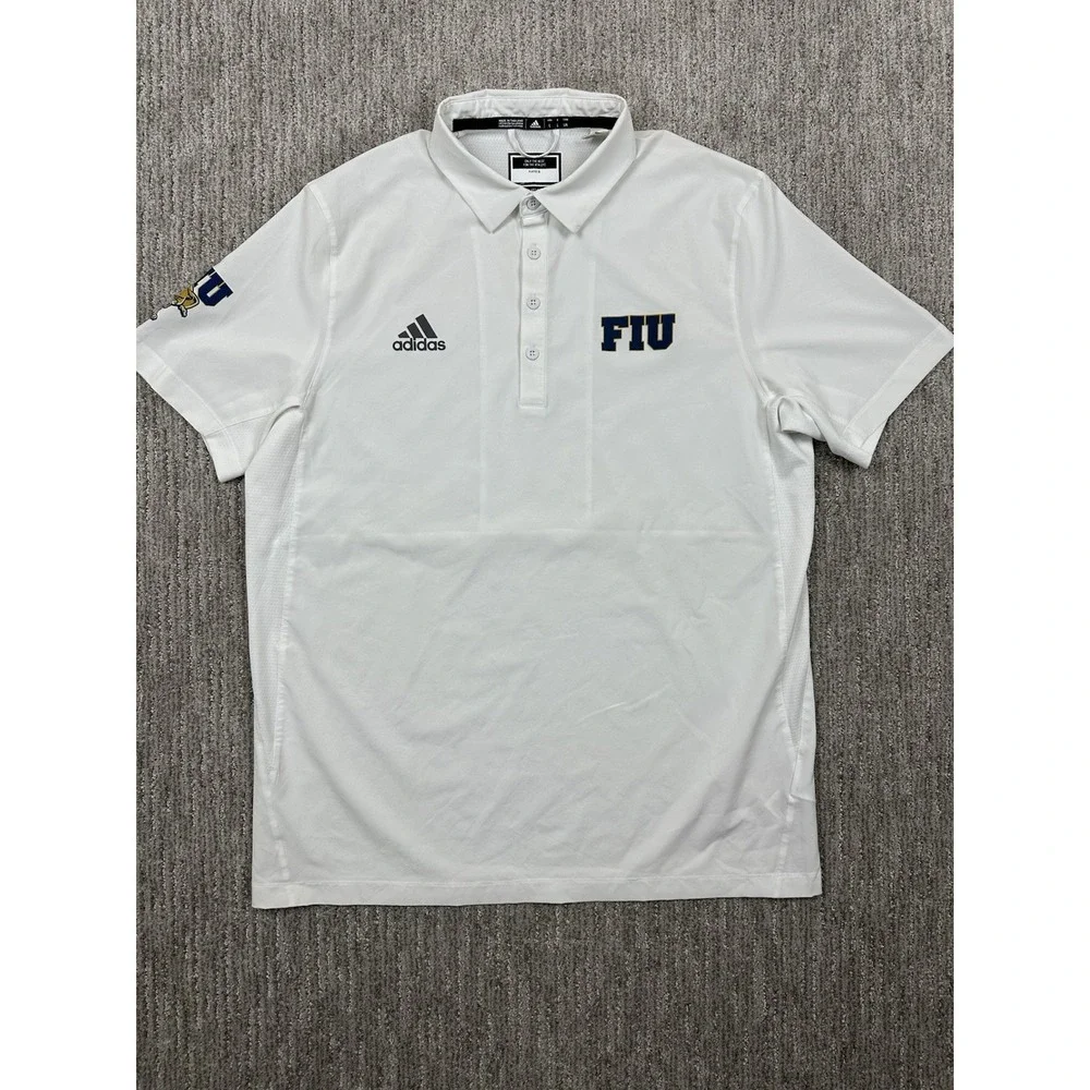 Men's Adidas x FIU Panthers Polo Shirt Florida International White Mens Large